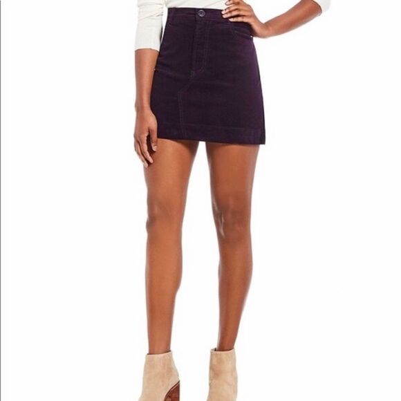 Chelsea & Violet Stretch Corduroy Eggplant Aurora Borealis Mini Skirt Medium - Picture 2 of 6
